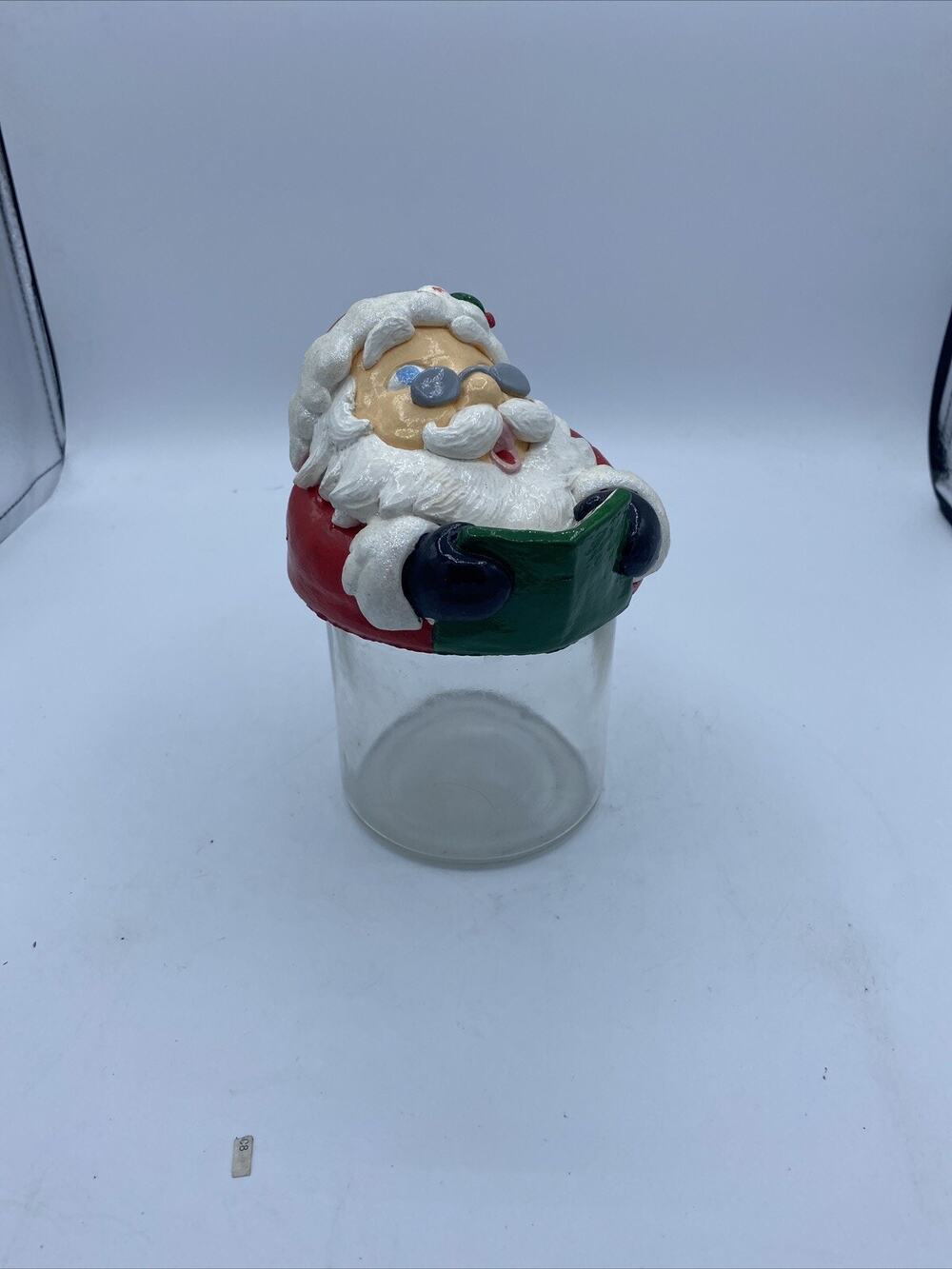 Santa Claus Candy Jar For Christmas. Santa Screw Top Lid